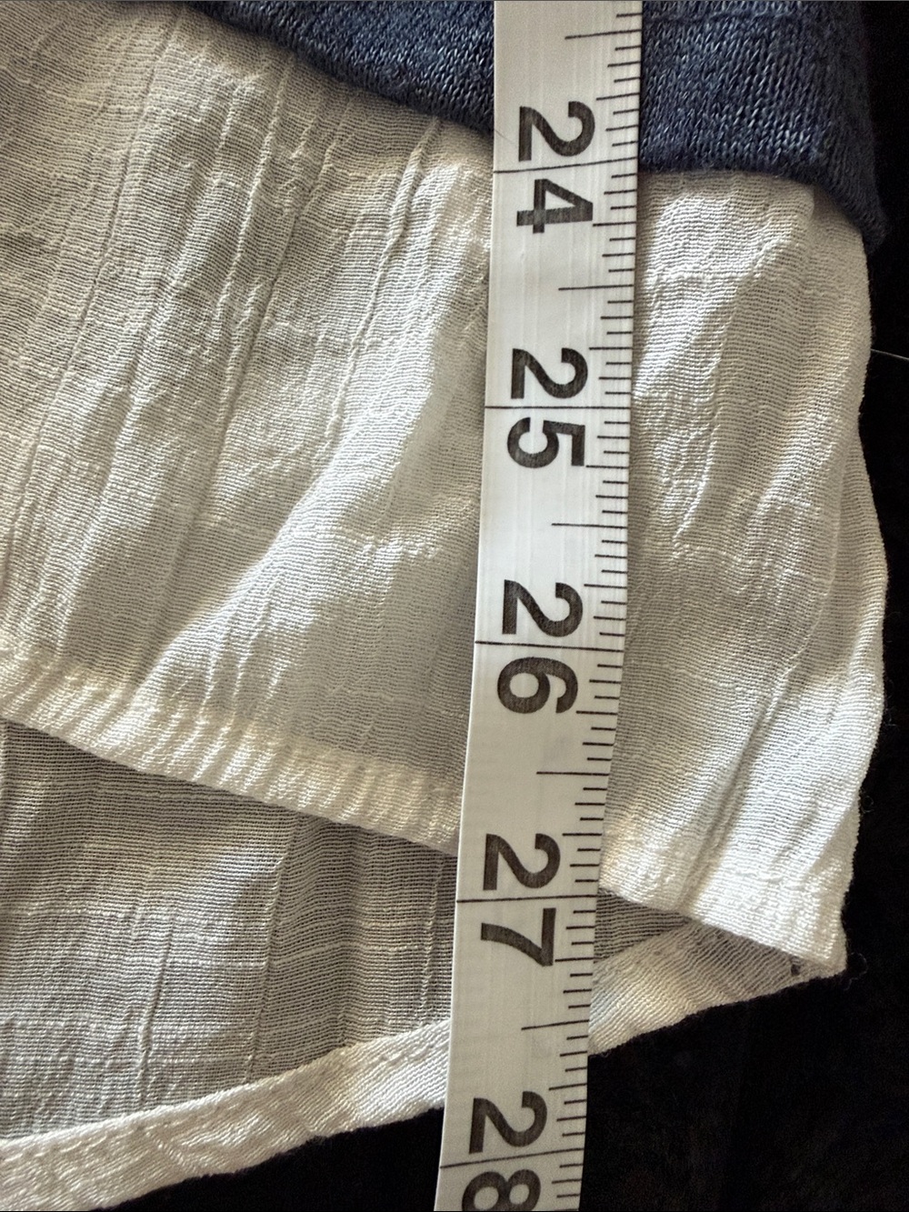bobeau Slate Blue Short Sleeve Layered Hem Top with White Trim - Picture 8 of 8
